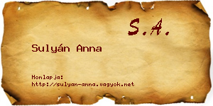 Sulyán Anna névjegykártya